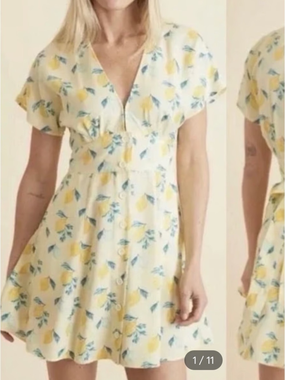Marine Layer Lemon Print Camilla Mini Dress, Size L